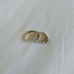 2 Carnelian Sterling silver vintage rings